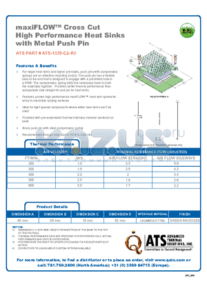 ATS-1039-C2-R0_DS datasheet - maxiFLOW Cross Cut High Performance Heat Sinks with Metal Push Pin