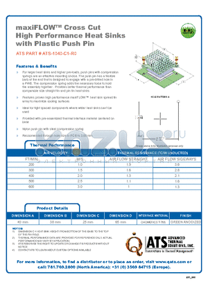 ATS-1040-C1-R0_DS datasheet - maxiFLOW Cross Cut High Performance Heat Sinks with Plastic Push Pin