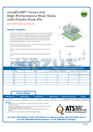 ATS-1041-C1-R0_DS datasheet - maxiFLOW Cross Cut High Performance Heat Sinks with Plastic Push Pin