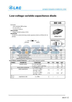 BB145 datasheet - Low-voltage variable capacitance diode