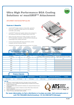 ATS-50375P-C2-R0 datasheet - Ultra High Performance BGA Cooling