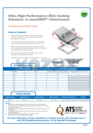 ATS-50350P-C2-R0 datasheet - Ultra High Performance BGA Cooling