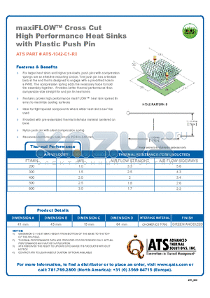 ATS-1042-C1-R0_DS datasheet - maxiFLOW Cross Cut High Performance Heat Sinks with Plastic Push Pin