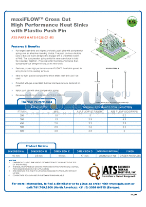 ATS-1038-C1-R0_DS datasheet - maxiFLOW Cross Cut High Performance Heat Sinks with Plastic Push Pin