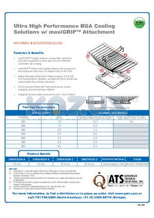 ATS-51190K-C2-R0 datasheet - Ultra High Performance BGA Cooling