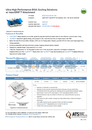 ATS-50210B-C1-R0 datasheet - Ultra High Performance BGA Cooling Solutions w/ maxiGRIP Attachment