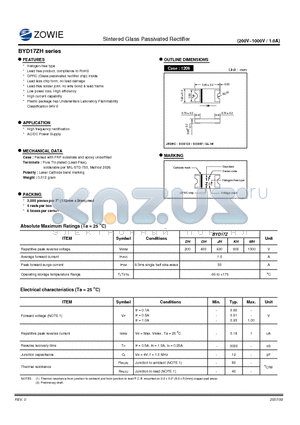 BYD17ZJH datasheet - Sintered Glass Passivated Rectifier