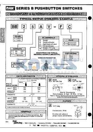 BB16AB-FA datasheet - MOMENTARY & ALTERNATE/ANTISTATIC/WASHABLE