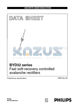 BYD32D datasheet - Fast soft-recovery controlled avalanche rectifiers