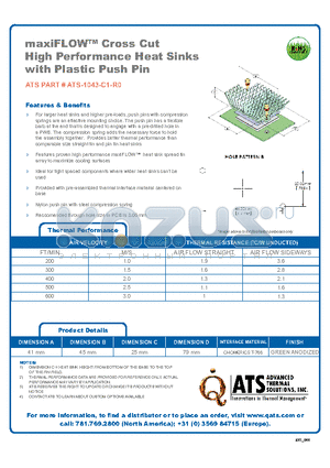 ATS-1043-C1-R0_DS datasheet - maxiFLOW Cross Cut High Performance Heat Sinks with Plastic Push Pin