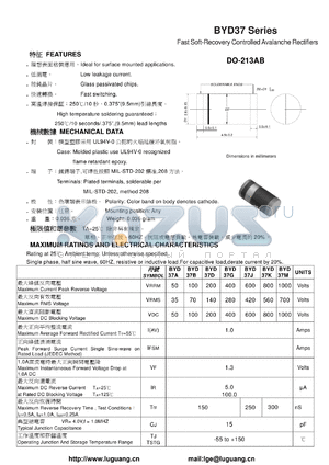 BYD37A datasheet - Fast Soft-Recovery Controlled Avalanche Rectifiers