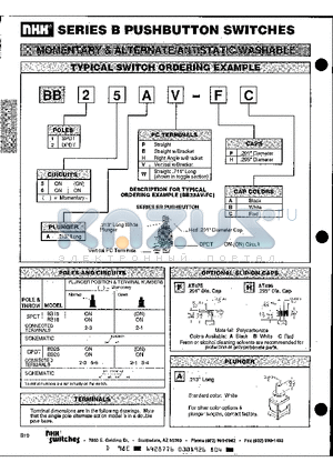 BB16AW-FA datasheet - MOMENTARY & ALTERNATE/ANTISTATIC/WASHABLE