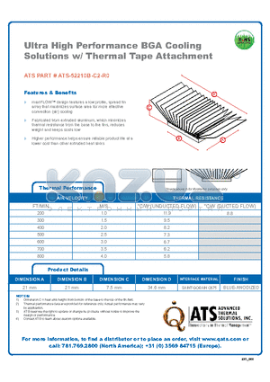 ATS-52210B-C2-R0 datasheet - Ultra High Performance BGA Cooling