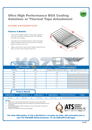 ATS-52250P-C2-R0 datasheet - Ultra High Performance BGA Cooling