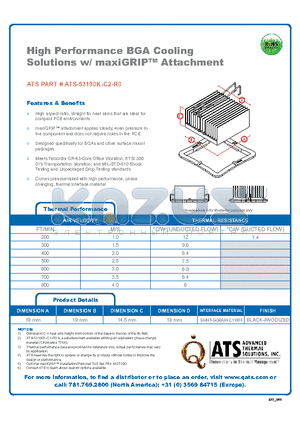 ATS-53190K-C2-R0 datasheet - High Performance BGA Cooling