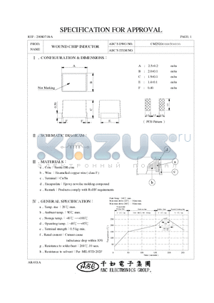 CM2520560J3 datasheet - WOUND CHIP INDUCTOR