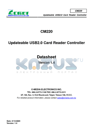 CM220F datasheet - Updateable USB2.0 Card Reader Controller