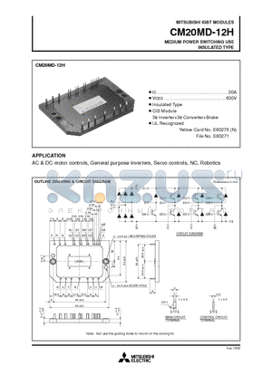 CM20MD-12H datasheet - MEDIUM POWER SWITCHING USE INSULATED TYPE