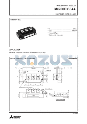 CM200DY-34A datasheet - HIGH POWER SWITCHING US