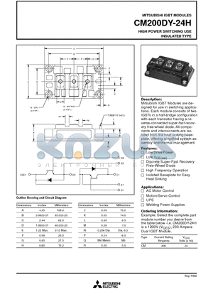 CM200DY-24H datasheet - HIGH POWER SWITCHING USE INSULATED TYPE