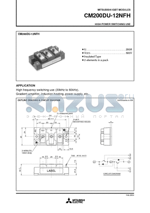 CM200DU-12NFH datasheet - HIGH POWER SWITCHING USE