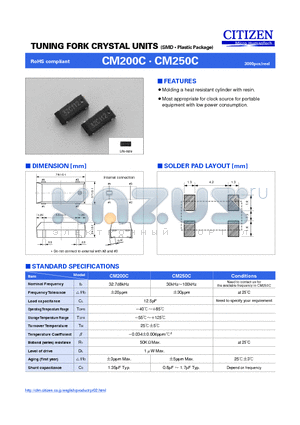 CM200C datasheet - TUNING FORK CRYSTAL UNITS (SMD  Plastic Package)