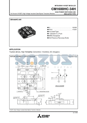 CM1600HC-34H datasheet - HIGH POWER SWITCHING USE INSULATED TYPE