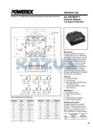 CM150TU-12H datasheet - Six IGBTMOD 150 Amperes/600 Volts