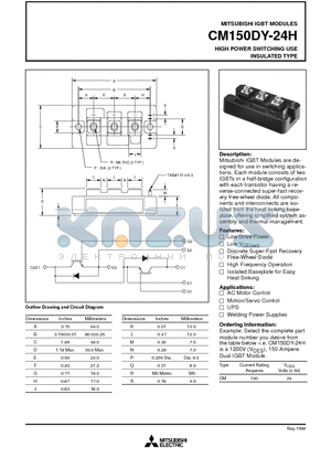 CM150DY-24H datasheet - HIGH POWER SWITCHING USE INSULATED TYPE