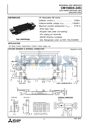 CM150DX-24S datasheet - HIGH POWER SWITCHING USE INSULATED TYPE