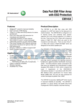 CM1454 datasheet - Data Port EMI Filter Array with ESD Protection