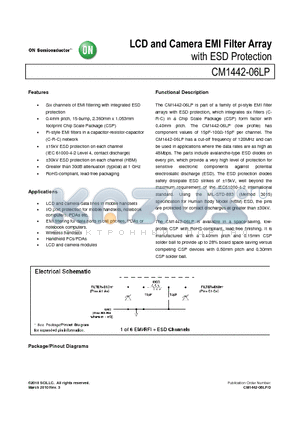 CM1442-06LP datasheet - LCD and Camera EMI Filter Array with ESD Protection