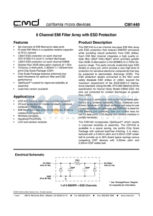 CM1440-06CS datasheet - 6 Channel EMI Filter Array with ESD Protection