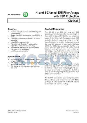 CM1436-08DF datasheet - 4- and 8-Channel EMI Filter Arrays with ESD Protection