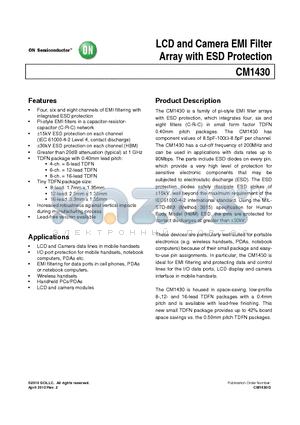 CM1430-08DF datasheet - LCD and Camera EMI Filter Array with ESD Protection