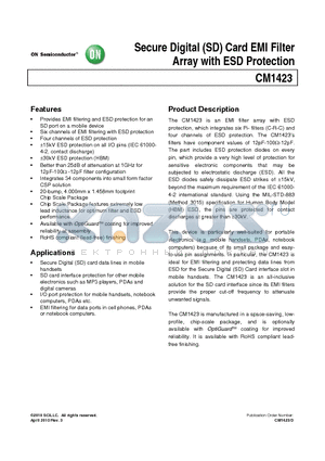 CM1423 datasheet - Secure Digital (SD) Card EMI Filter Array with ESD Protection