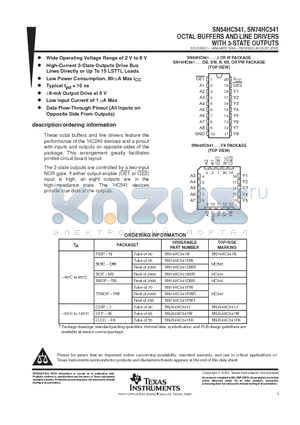 74HC541 datasheet - OCTAL BUFFERS AND LINE DRIVERS WITH 3-STATE OUTPUTS