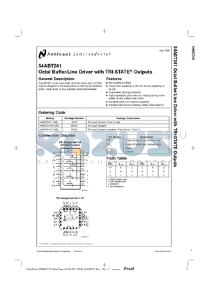 54ABT241 datasheet - Octal Buffer/Line Driver with TRI-STATE Outputs