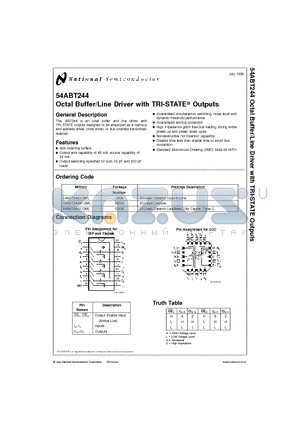 54ABT244E-QML datasheet - Octal Buffer/Line Driver with TRI-STATE Outputs