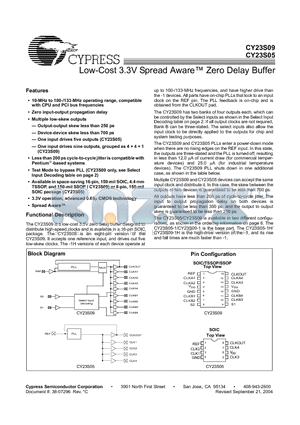 CY23S05 datasheet - Low-Cost 3.3V Spread Aware Zero Delay Buffer