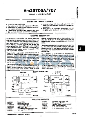 AM29707 datasheet - 16-WORD BY 4-BIT 2-PORT RAM