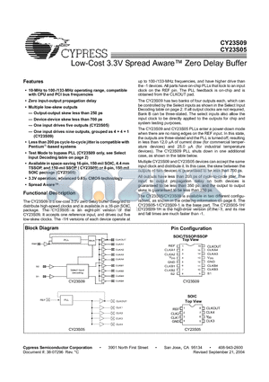 CY23S05SC-1H datasheet - Low-Cost 3.3V Spread Aware Zero Delay Buffer