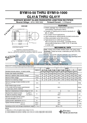 BYM10-200 datasheet - SURFACE MOUNT GLASS PASSIVATED JUNCTION RECTIFIER