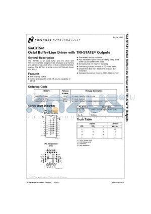 54ABT541 datasheet - Octal Buffer/Line Driver with TRI-STATE Outputs