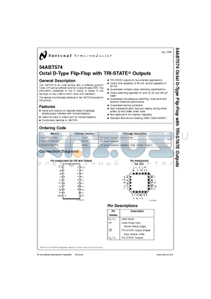 54ABT574J/883 datasheet - Octal D-Type Flip-Flop with TRI-STATE Outputs