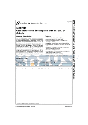 54ABT646J-QML datasheet - Octal Transceivers and Registers with TRI-STATE Outputs
