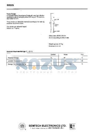 BB329 datasheet - Si Epitaxial Planar Capacitance Diode