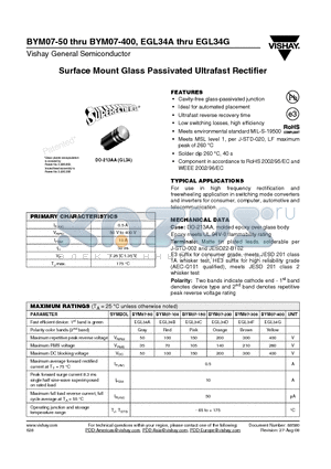 BYM07-200 datasheet - Surface Mount Glass Passivated Ultrafast Rectifier