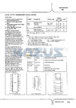 74HCT373 datasheet - OCTAL D-TYPE TRANSPARENT LATCH 3-STATE