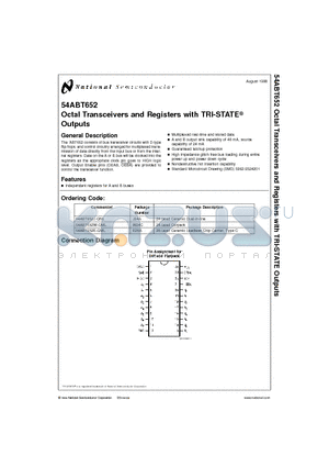 54ABT652W-QML datasheet - Octal Transceivers and Registers with TRI-STATE Outputs